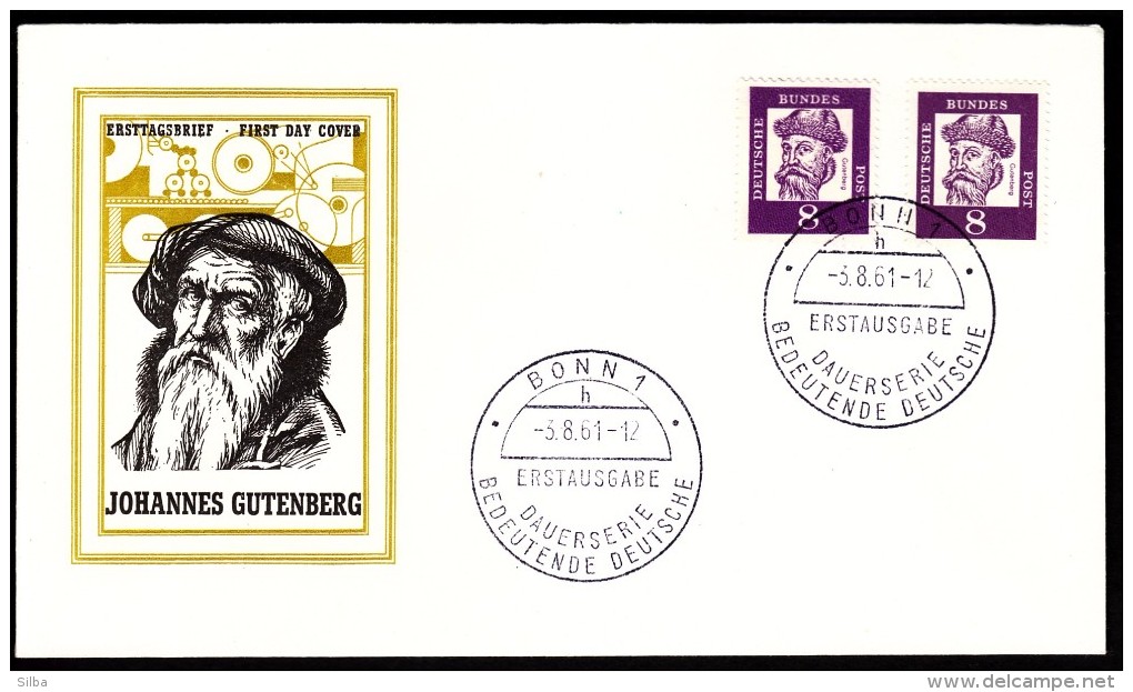 Germany Bonn 1961 Johannes Gutenberg, German Printer, Inventor Of Typography In Europe - Altri & Non Classificati