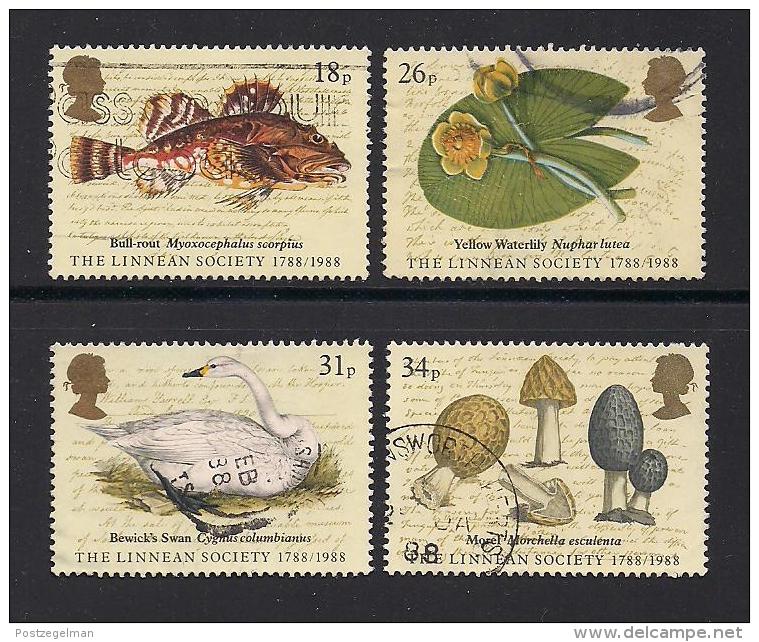 UK, 1988, Cancelled Stamps , Linnean Society,  1131-1134, #14479 - Used Stamps