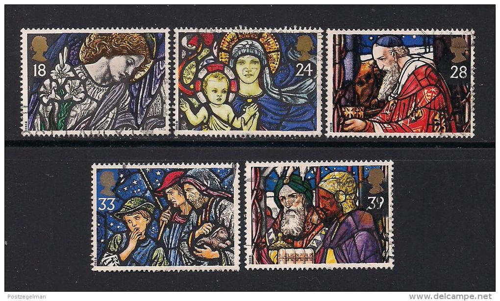 UK, 1992, Cancelled Stamp(s) , Christmas Stained Glass,  1421-1425, #14566 - Gebraucht