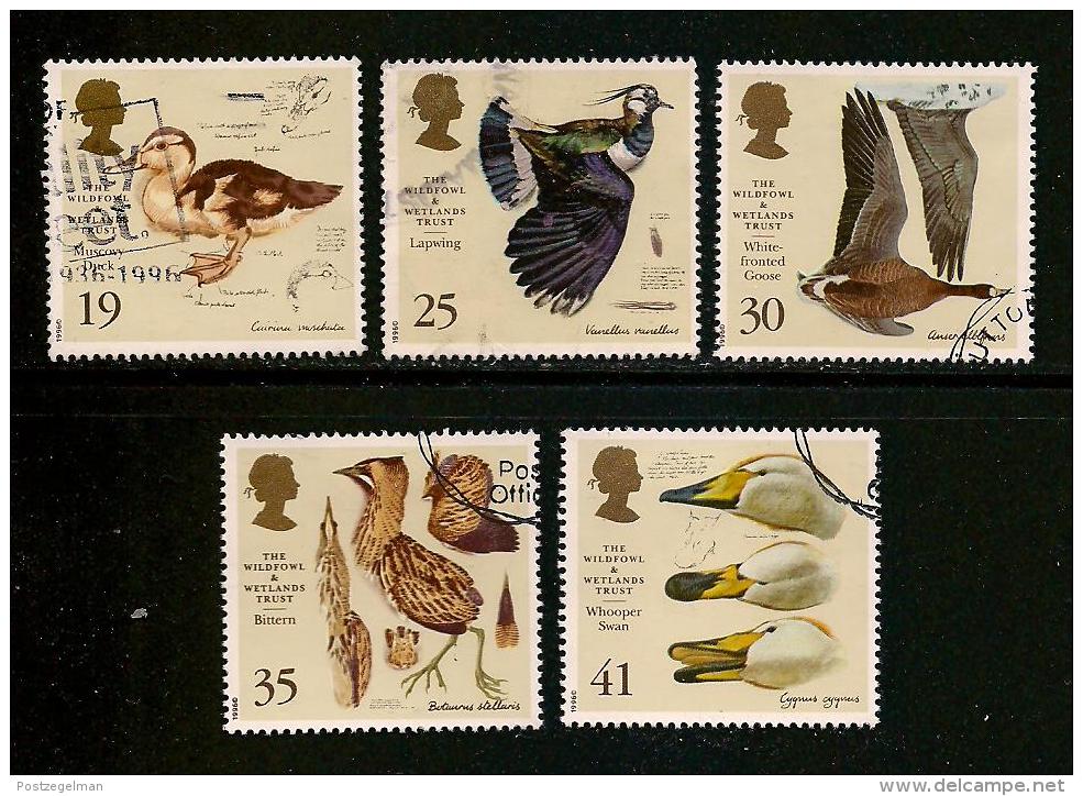 UK, 1996, Cancelled Stamp(s) , Wild Fowl And Wetlands,  1615-1619  #14596 - Used Stamps