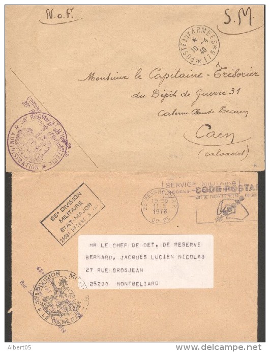 8 Lettres OBL Militaires Du Doubs Entre 1965 Et 1976 - Gendarmerie -Valdahon - Postesaux Armées (1940)... - Cachets Militaires A Partir De 1900 (hors Guerres)