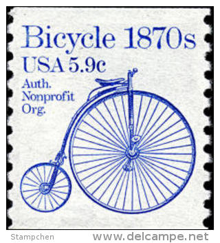 1982 USA Transportation Coil Stamp Bicycle Sc#1901 History Cycling Post Sport - Wielrennen