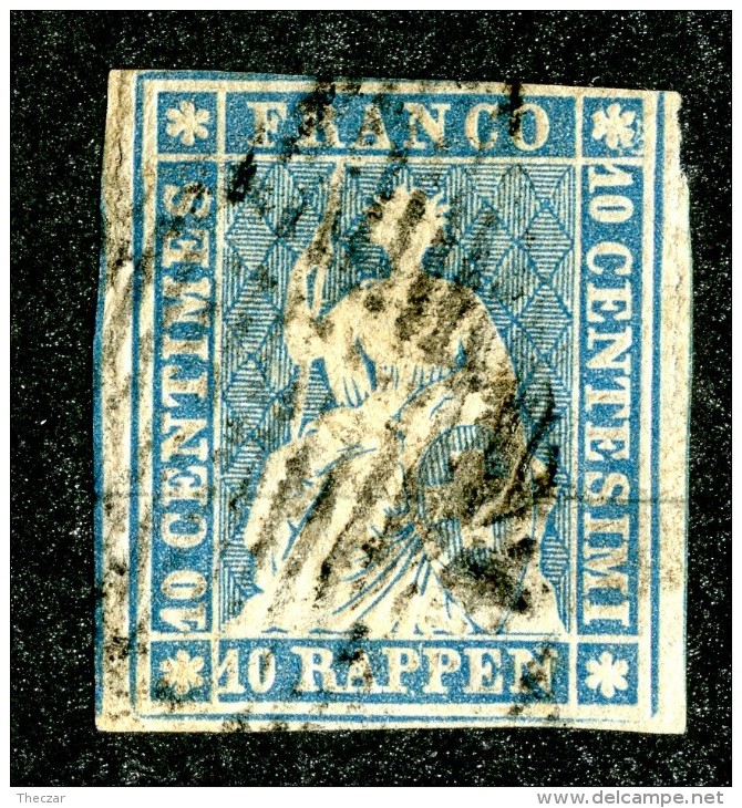 10000  Switzerland 1854 Zumstein #23A  (o)  Michel #14 I B - Gebraucht