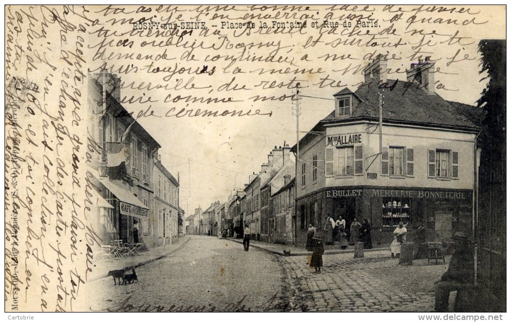 78 - ROSNY-SUR-SEINE - Place De La Fontaine Et Rue De Paris - Carte Précurseur - Animée - Rosny Sur Seine