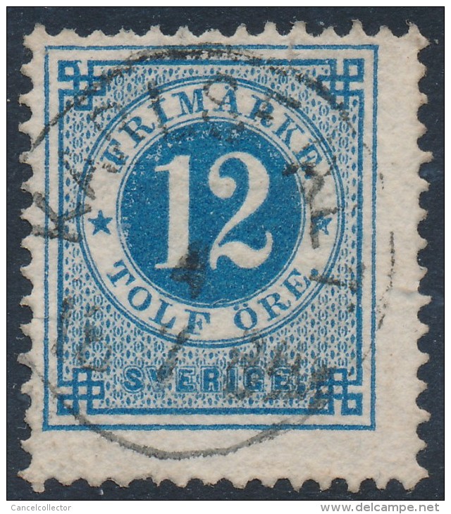 Sweden Suède Sverige: Facit 32, 12ö Blue Ringtyp P13, F Used KARLSFÄLT Cancel R! (DCSV00326) - 1872-1891 Ringtyp