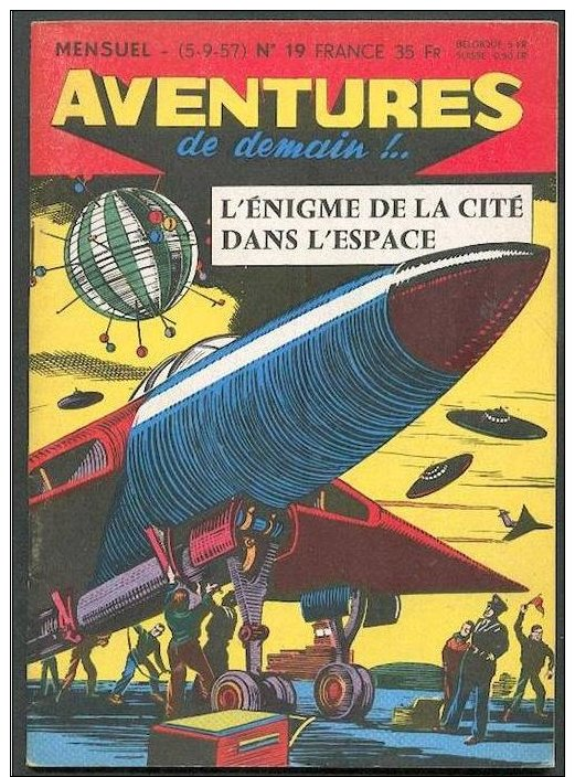 No PAYPAL !! : Aventures De Demain 19 ! énigme De La Cité Dans L'Espace (Ovni), Petit Format PF Éo Mireille Bd SF ©.1957 - Petit Format