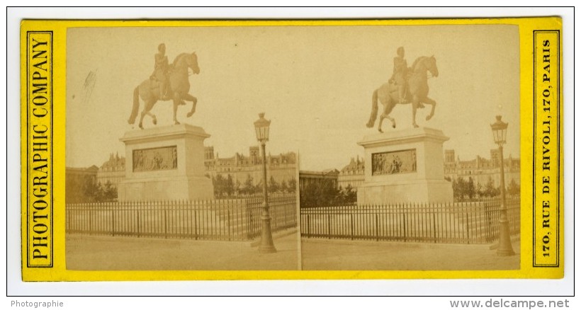 France Paris Statue Equestre De Henri IV Ancienne Photo Stereoscope Debitte Et Hervé 1870 - Fotos Estereoscópicas