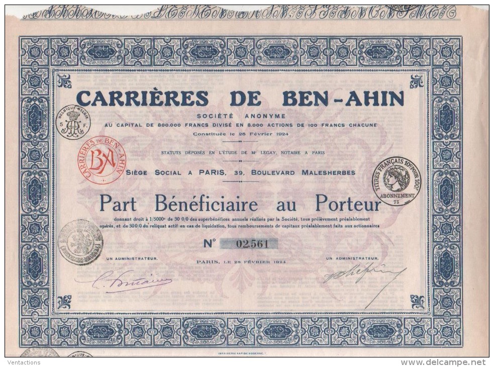 ALGERIE-CARRIERES DE BEN-AHIN. PARIS - Autres & Non Classés