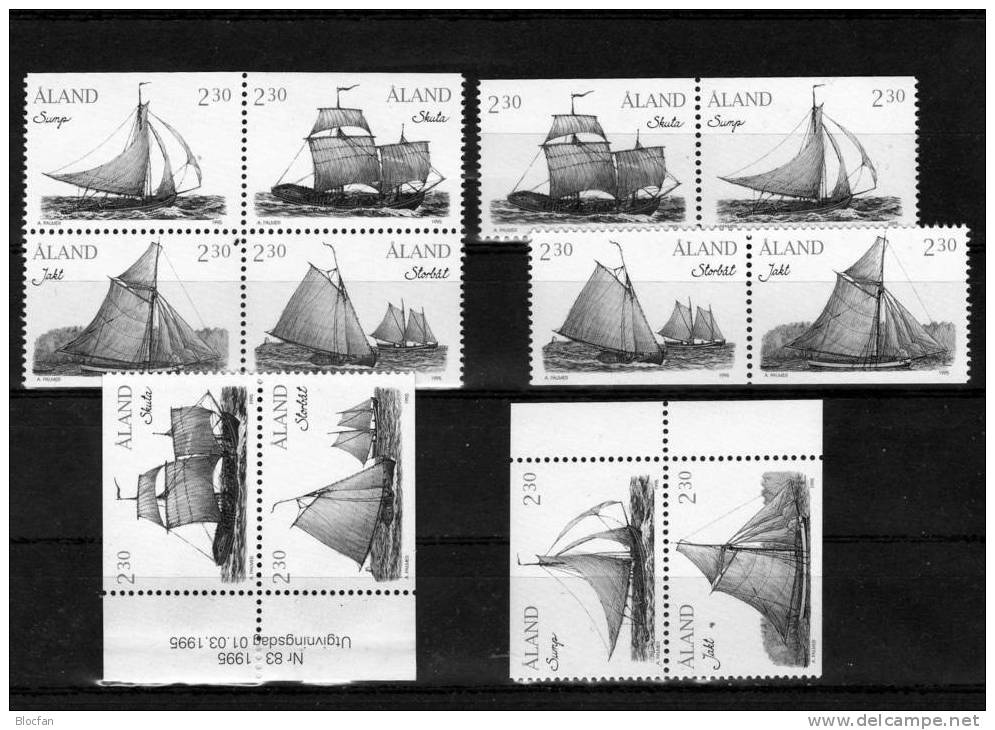 ZD-Varianten 1995 Äland 95/8 +4-Block II ** 12€ Segelboote Schären Bloc Sheet Ss Ship Se-tenant Bf Booklet Finnland - Aland