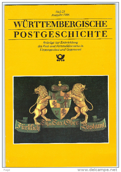 Württembergische Postgeschichte,Heft 25,Ausgabe 1988,Post,Fernmeldewesen,Tübingen,Marbach, - Altri & Non Classificati
