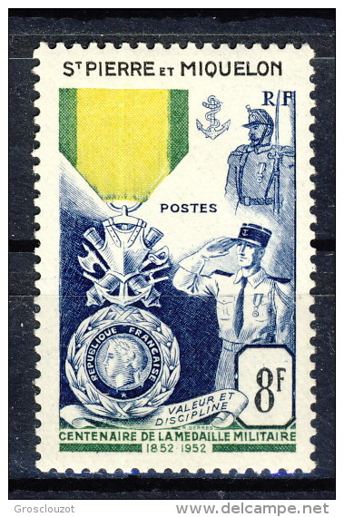 S. Pierre Et Miquelon 1952 N. 347 Fr. 8 Medaglie Militari MNH Catalogo € 16 - Unused Stamps