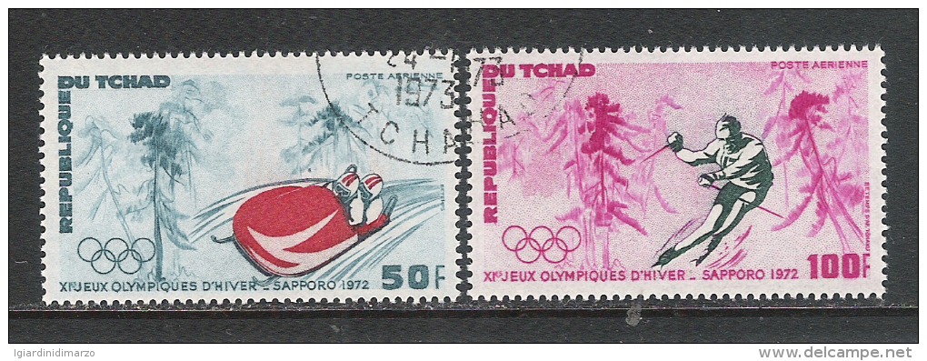 REPUBLIQUE DU TCHAD - 1972 - 2 VALORI OBLITERATI DEDICATI AI GIOCHI OLIMPICI INVERNALI DI SAPPORO - IN OTTIME CONDIZIONI - Inverno1972: Sapporo