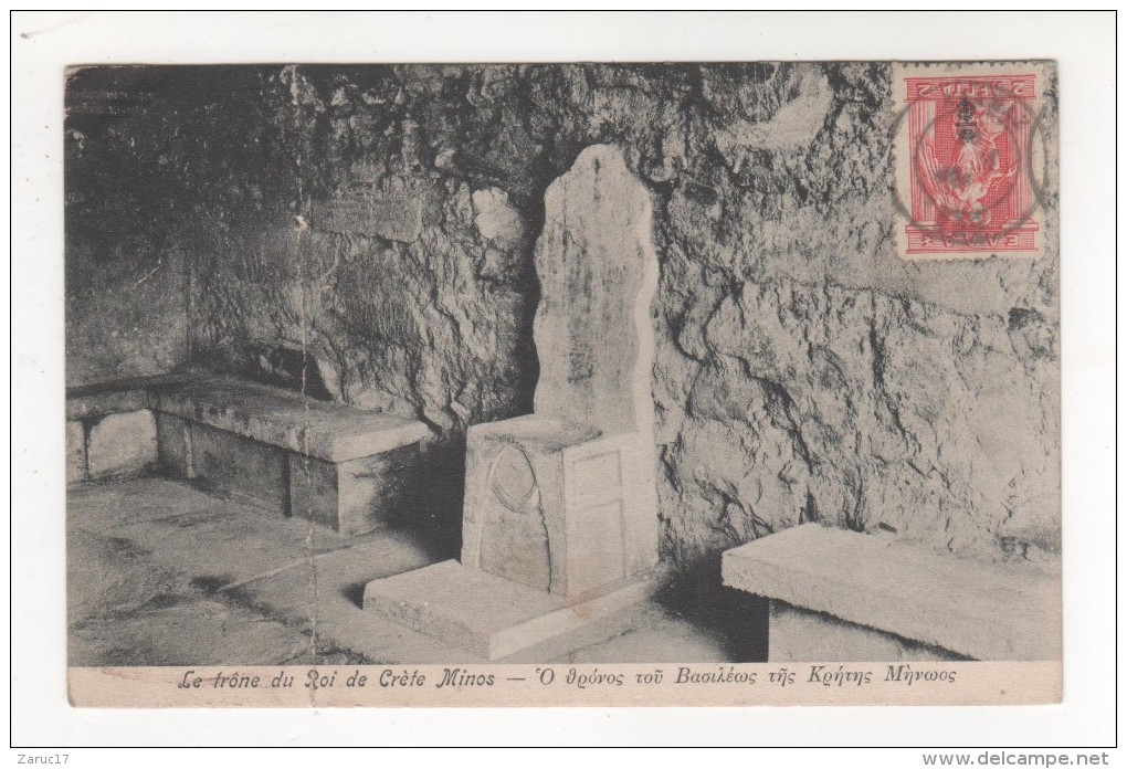 Carte Postale Ancienne  LE TRONE DU ROI DE CRETE MINOS 1917 GRECE ETAT  MEDIOCRE - Griechenland