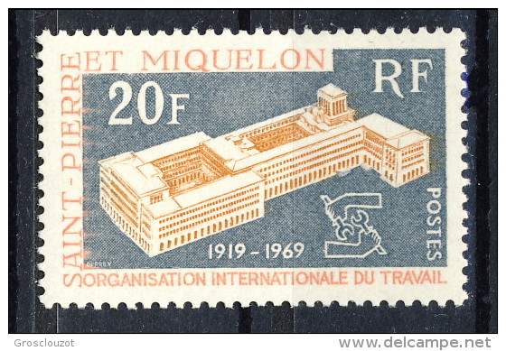 S. Pierre Et Miquelon 1969 N. 398 Fr. 20 OIT, MNH Catalogo € 12,50 - Nuovi