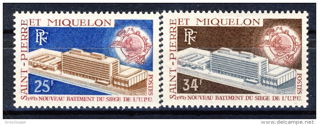 S. Pierre Et Miquelon 1970 Serie N. 399-400 Sede UPU A Berna MVLH Catalogo € 40,50 - Nuovi