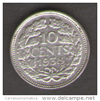 PAESI BASSI 10 CENTS 1938 AG SILVER - 10 Cent