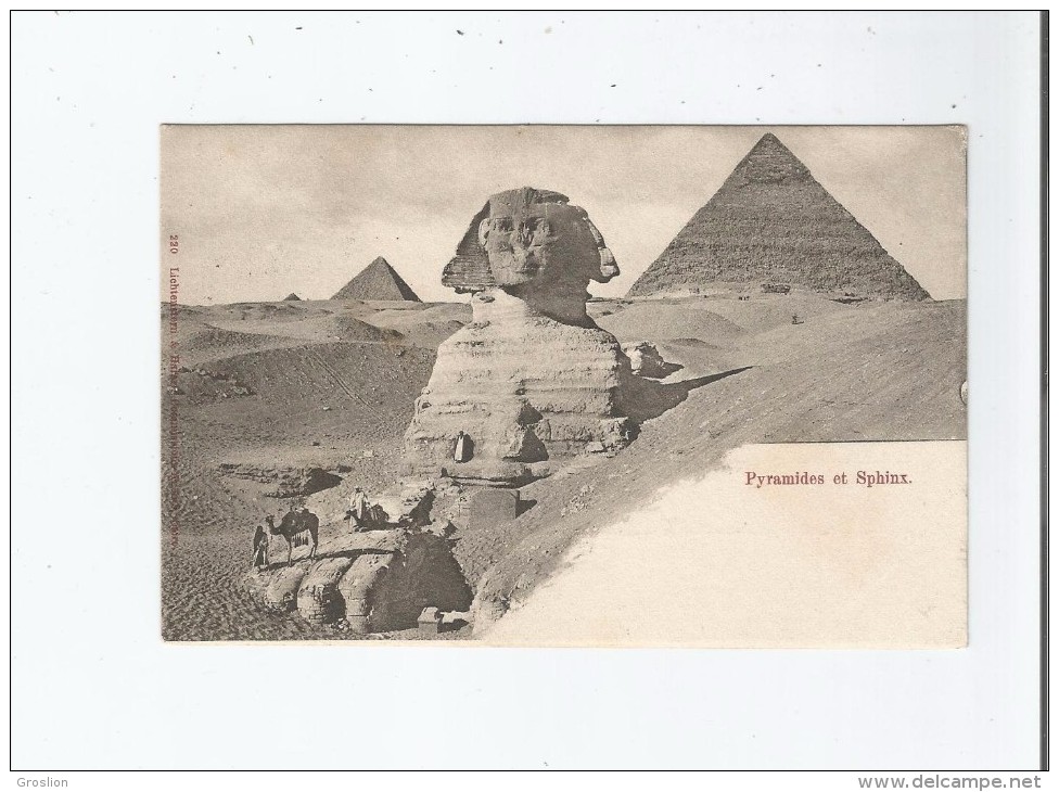 EGYPT 220 PYRAMIDES ET SPHINX 1902 (CORRESPONDANCE CARTE ET TIMBRE PYRAMIDES ET SPHINX) - Pirámides