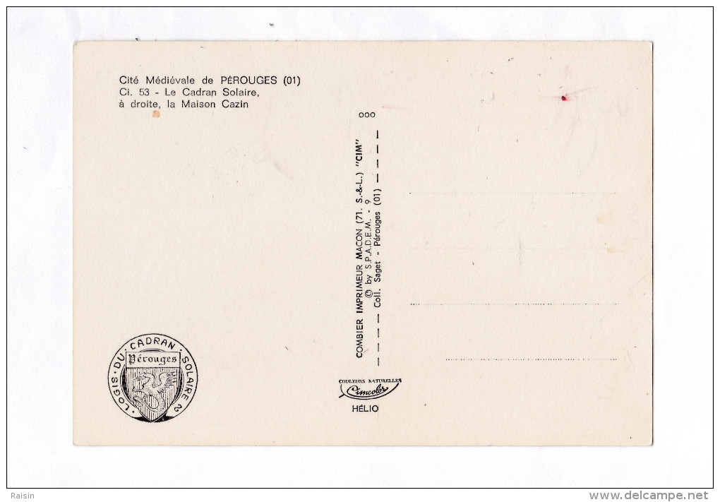 01 Cité Médiévale De Pérouges  Le Cadran Solaire, à Droite, La Maison Cazin  BE - Pérouges