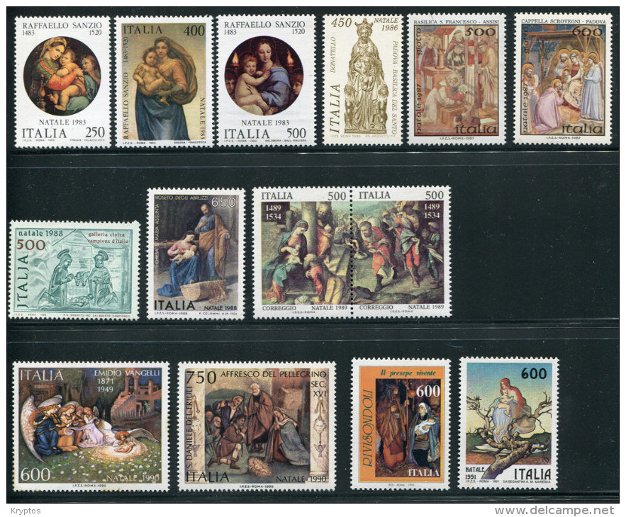 Italy - Christmas Stamps 1970-1991 (minus 1982, 1984 & 1985) - Complete Sets (36 Stamps) - Lotti E Collezioni