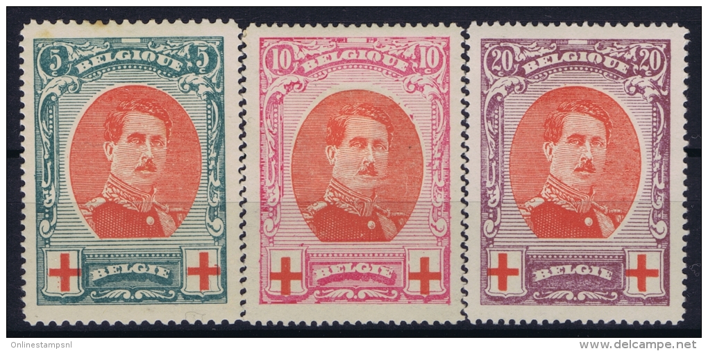 Belgium:  OBP 132 - 134  MH/* Falz/ Charniere Mi 110 - 112 1912 - 1914-1915 Croce Rossa