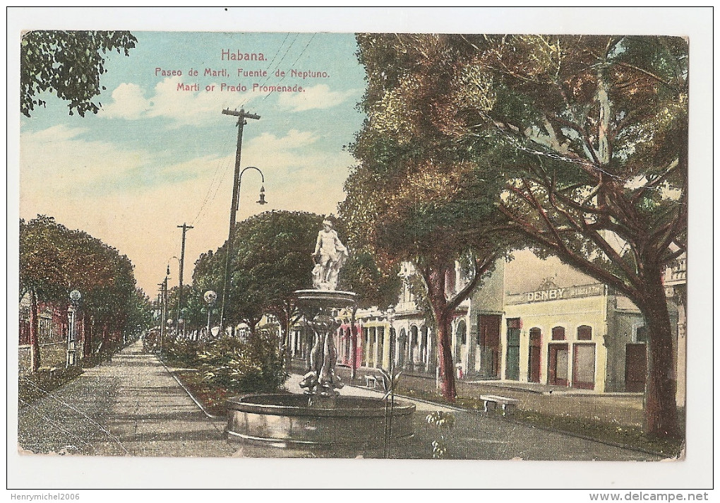 Cuba - La Havane - Habana Paseo De Marti Fuente De Neptuno Or Prado Promenade 1923, Edicion Jordi - Cuba