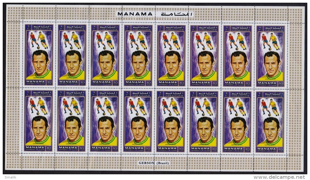 MANAMA 1970 MNH - Football World Cup, Player LUIGI RIVA Of ITALY, Full Sheet Of 16 Stamps - 1970 – Mexico