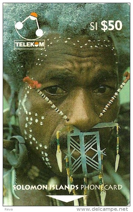 SOLOMON ISLANDS $50 PEOPLE OF SI MAN FROM SANTA CRUZ 2ND TYPE "B" ON REVERSE 1993 GPT CODE: SOL-08A READ DESCRIPTION !! - Solomon Islands