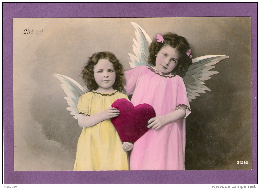 Petites Filles - Anges - Coeur - 1907 - - Angels