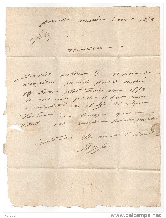 Courrier Commercial Siderurgie - CAD Port Sainte Marie (Lot Et Garonne) Pour Bordeaux 1853 - 1849-1876: Période Classique