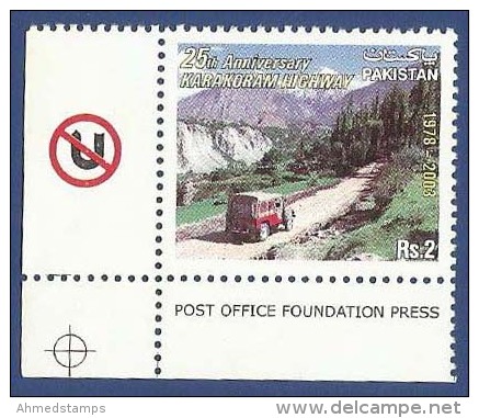 PAKISTAN MNH 2003 25th ANNIVERSARY OF KARAKORAM HIGHWAY MOUNTAIN TRUCK - Pakistan