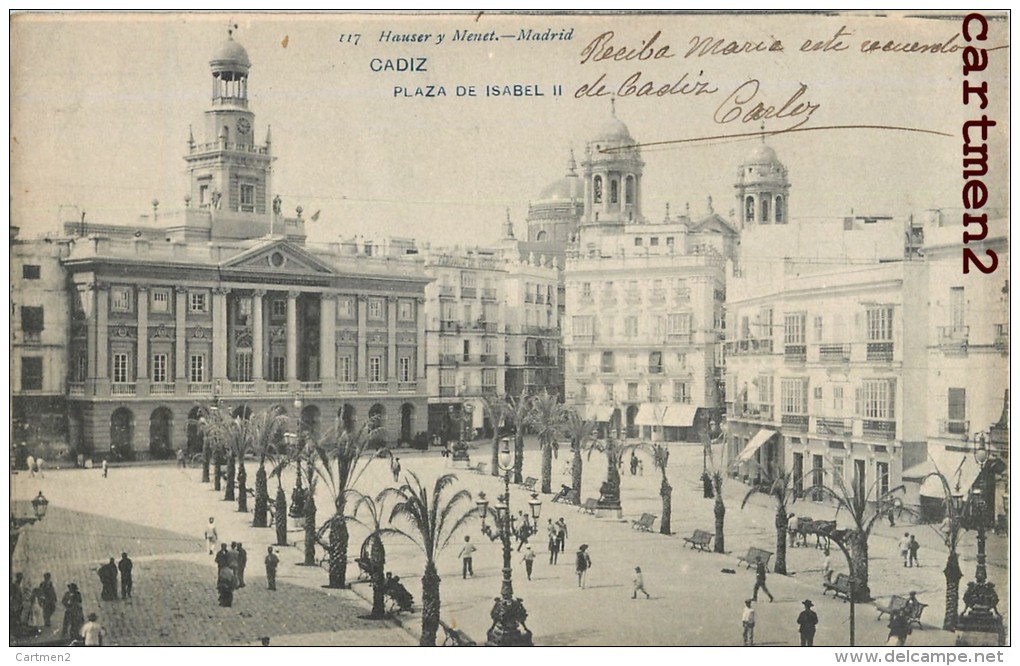 CADIZ PLAZA DE ISABEL II ESPANA 1900 - Cádiz