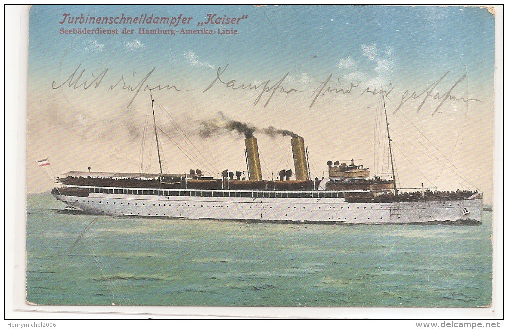 Cpa Marcophilie Poste Maritime Bateau Kaiser Aufhohersee 1912 An Bord Des Turbinenschelldampfer Linie Ligne Hamburg .. - Schiffspost