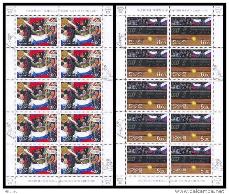 SALE!!! RARE!!! RUSSIA RUSIA RUSSIE RUSSLAND 2003 Tennis - Winners Of The Davis Cup 2 Sheetlets MiNr 1061-62 CV=70€ ** - Feuilles Complètes