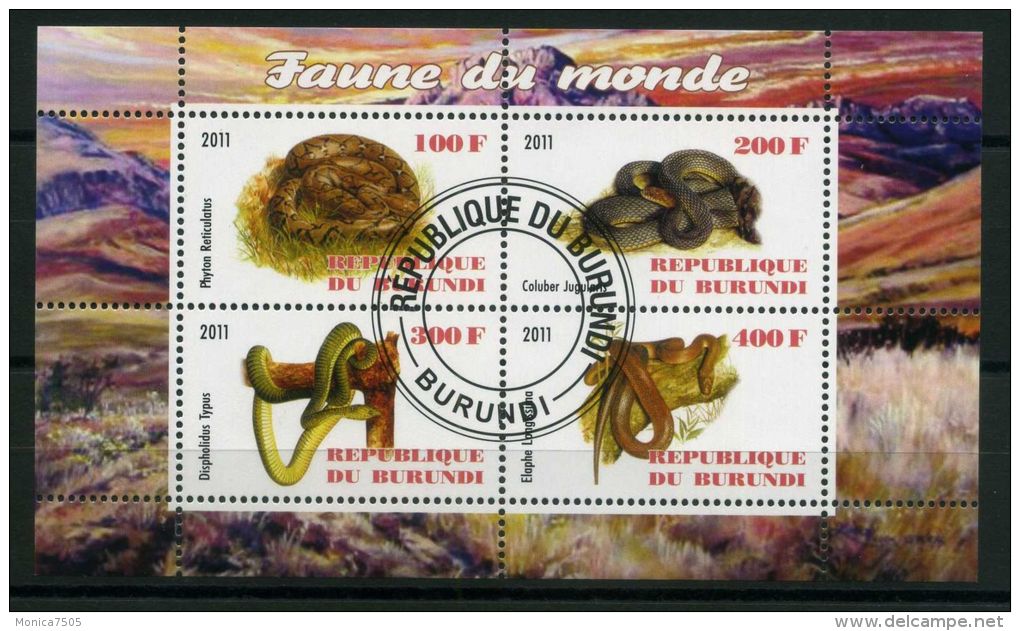 BURUNDI ( MINI-FEUILLET 2011 ) : FAUNE  DU  MONDE , FEUILLET  DE  QUATRE  TIMBRES  OBLITERES , A VOIR . - Gebraucht