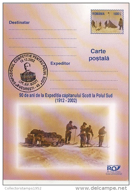 39540- CAPTAIN SCOTT ANTARCTIC EXPEDITION, POSTCARD STATIONERY, 2002, ROMANIA - Antarktis-Expeditionen