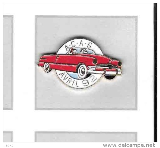 Pin´s  Sport  Automobile, Rallye  A.C.A.S  AVRIL  92, Voiture  Ancienne  Rouge - Rallye