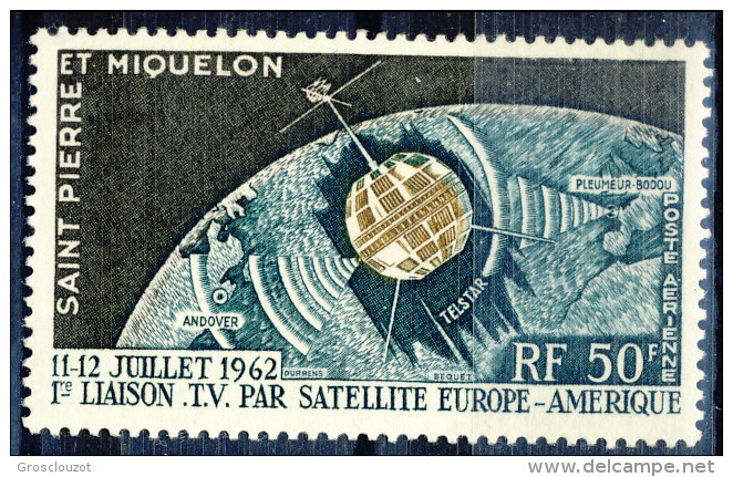 S. Pierre Et Miquelon Posta Aerea 1962 N. 29 Fr 50 Telecomunicazioni Spaziali MNH Catalogo € 8 - Nuovi