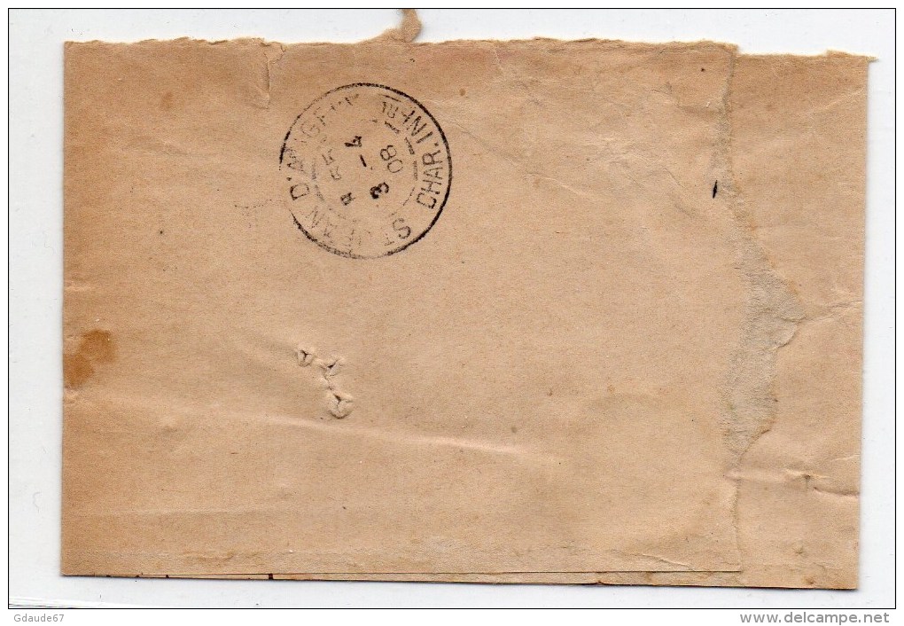 1908 - PETITE ENVELOPPE PAPIERS D'AFFAIRES De SAINT HILAIRE DE VILLEFRANCHE (CHARENTE MARITIME) - 1877-1920: Période Semi Moderne