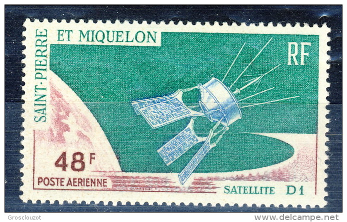 S. Pierre Et Miquelon Posta Aerea 1966 N. 35 Fr 48 Satellite D1 MNH Catalogo € 11,20 - Nuovi