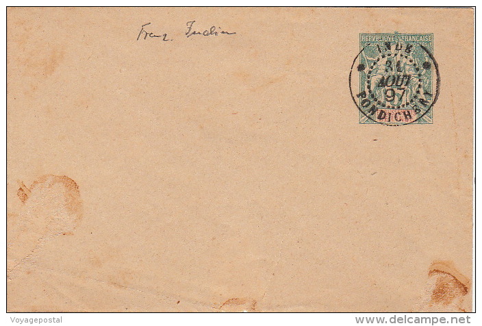 Lettre Entier CaD Pondicherry 1897 - Lettres & Documents