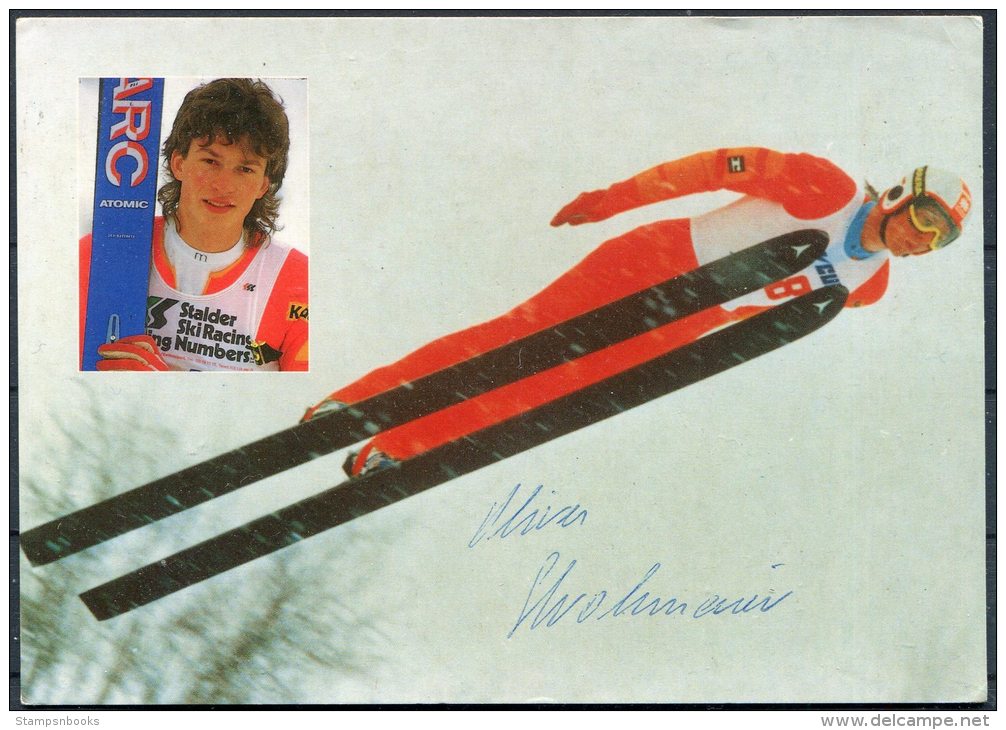 Oliver Strohmaier Austria Atomic Ski Jump Alpine Winter Sports Postcard - SIGNED - Winter Sports