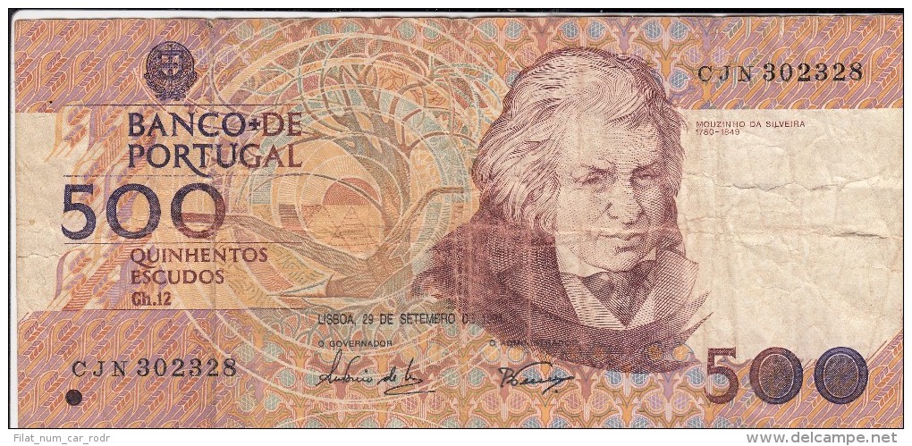 0163 Billete Portugal 500 Escudos Circulado - Portogallo