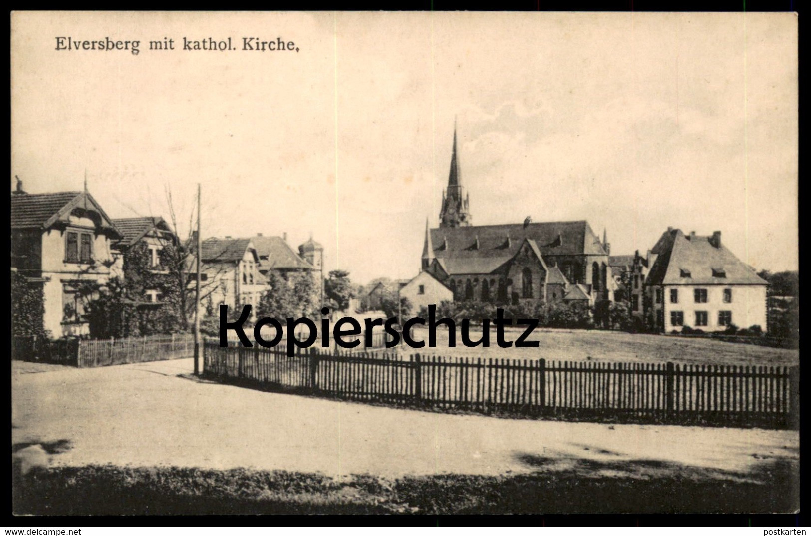 ALTE POSTKARTE SPIESEN-ELVERSBERG MIT KATHOLISCHER KIRCHE STEMPEL SAARLOUIS VERWENDET ... Cpa Ak Ansichtskarte Postcard - Kreis Neunkirchen