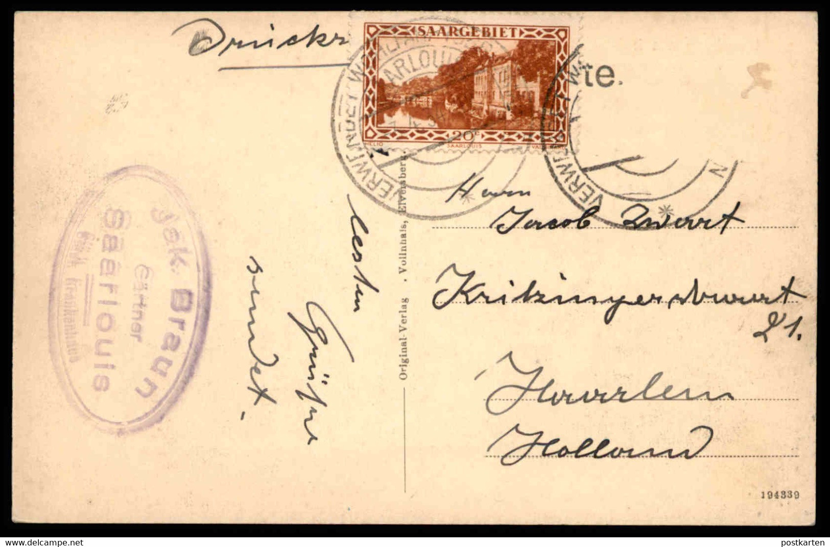 ALTE POSTKARTE SPIESEN-ELVERSBERG MIT KATHOLISCHER KIRCHE STEMPEL SAARLOUIS VERWENDET ... Cpa Ak Ansichtskarte Postcard - Kreis Neunkirchen