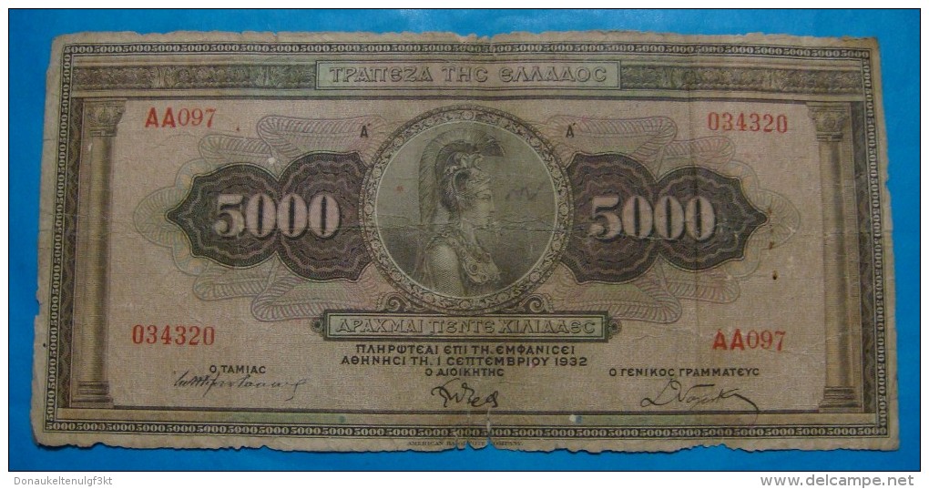 GREECE 5000 DRACHMAI 1932 VG-F - Grecia