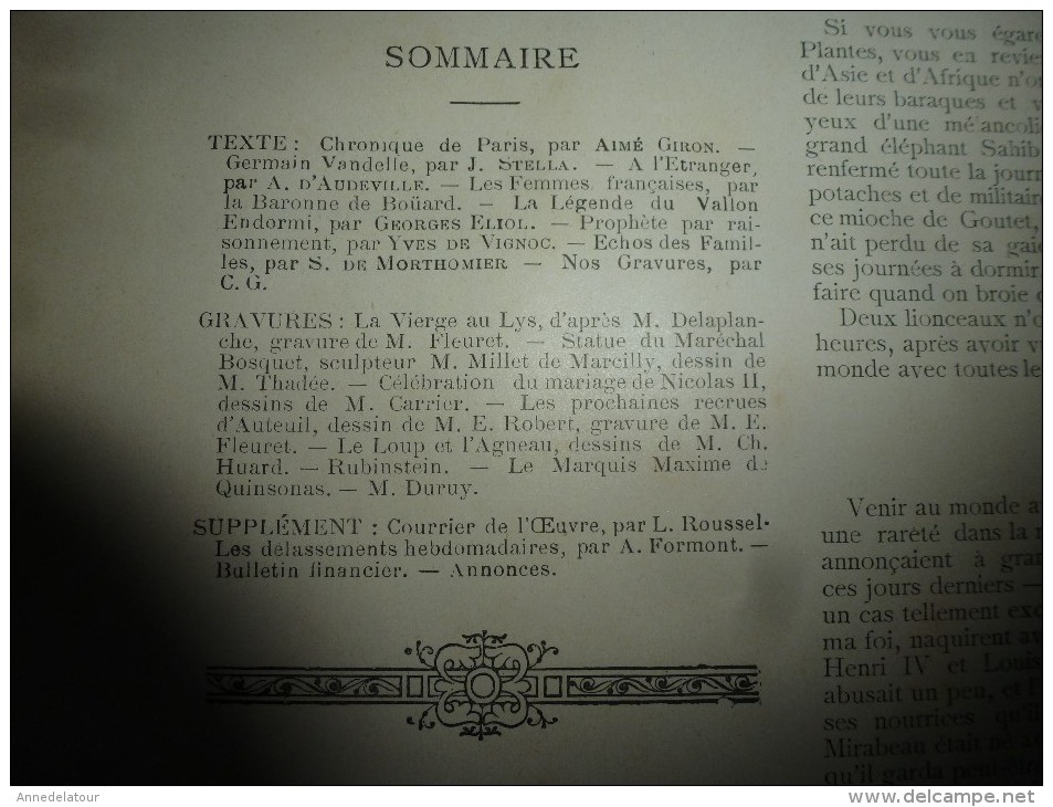 1894 LA FRANCE ILLUSTREE :Dessin--> Jeunes Vagabons Recrutés Pour Auteuil;Mariage Nicolas II;Humour Le LOUP Et L'AGNEAU - 1850 - 1899