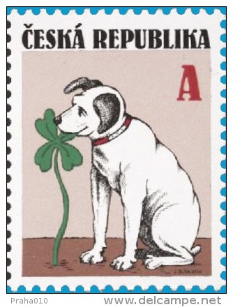 Czech Rep. / Stamps (2014) 0796: Good Luck (Sitting Dog Nibbling Cloverleaf); Painter: Jiri Sliva - Nuevos
