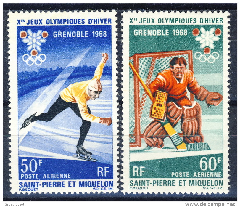 S. Pierre Et Miquelon Posta Aerea 1968 Serie N.  40-41 Giochi D'Inverno MLH Catalogo € 25,30 - Nuovi