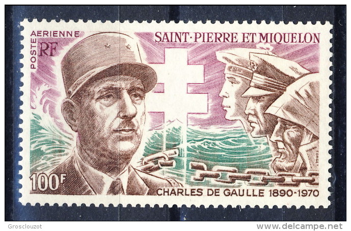 S. Pierre Et Miquelon Posta Aerea 1972 N. 53 F. 100 Géneral De Gaulle MNH Catalogo € 38 - Nuovi