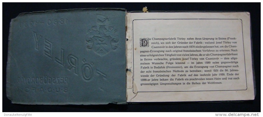 RARE HUNGARY *TORLEY* CHAMPAGNE FACTORY 1880 - 1930, PEZSGOBORGYAR - BUDAFOK, BOOK IN GERMAN & FRENCH LANGUAGE.37 IMAGES